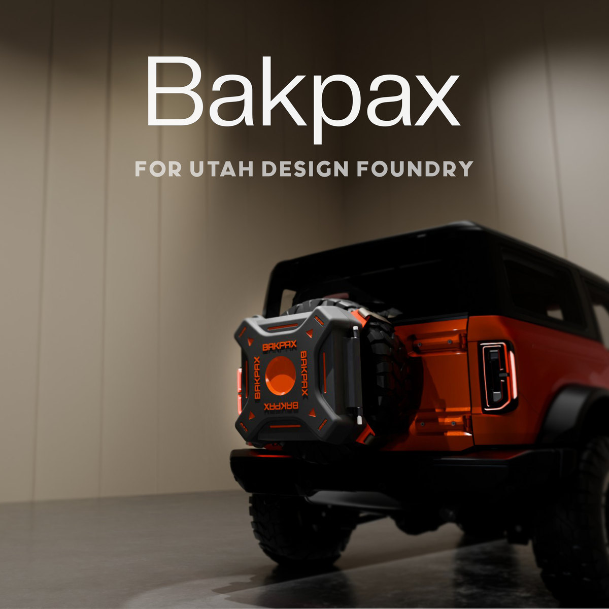 BAKPAX, an injection molded spare-tire storage system for off-road vehicles